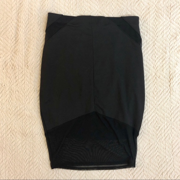 NWT Nasty Gal black mesh cut out pencil skirt (M) - Picture 2 of 5